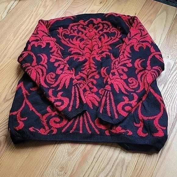 Vintage Alfred Dunner Red Black Cardigan Large Petite - Picture 10 of 10